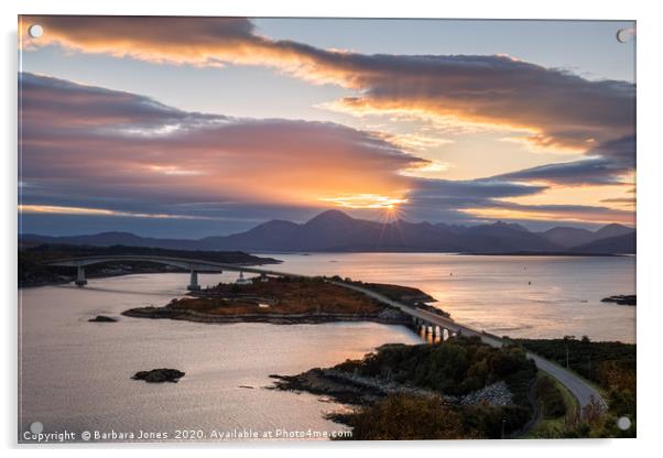 Skye Bridge Sunset Cuillins Scotland Acrylic by Barbara Jones