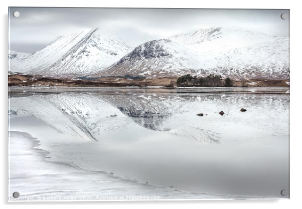 Blackmount Winter Reflection Rannoch Moor Scotland Acrylic by Barbara Jones