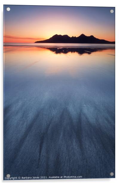 The Afterglow Laig Beach Isle of Eigg Scotland Acrylic by Barbara Jones