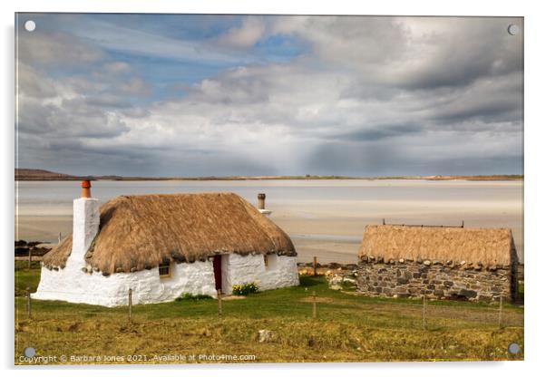 Thatched Cottage North Uist Western Isles Acrylic by Barbara Jones