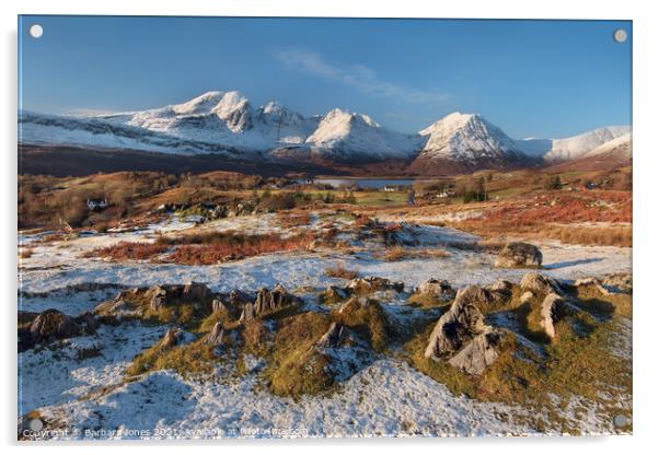 Torrin and Blaven in Winter Isle of Skye Scotland Acrylic by Barbara Jones