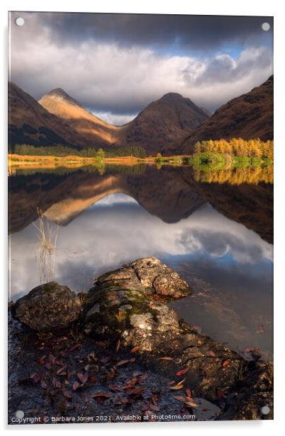 Glen Etive Lochnan nam Urr in Autumn Scotland Acrylic by Barbara Jones