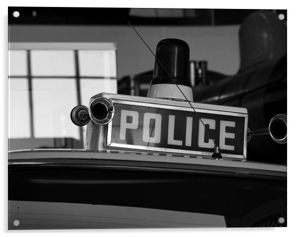 Retro Police Car Acrylic by Emma Dickson