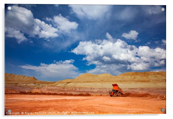 Orange truck. Aluminium quarry. Kazakhstan,Arkalyk Acrylic by Alexey Rezvykh