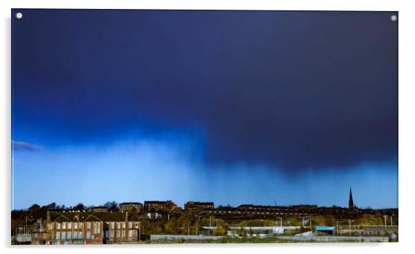 Rain over Glasgow.  Acrylic by Alexey Rezvykh