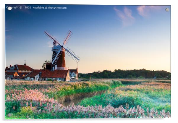 Cley Windmill in North Norfolk, UK at sunset Acrylic by Richard O'Donoghue