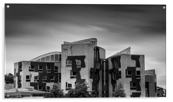 Scottish Parliament long exposure  Acrylic by Steven Lennie
