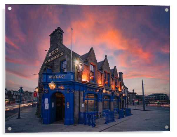 Ryrie’s Bar, Edinburgh at sunset Acrylic by Steven Lennie