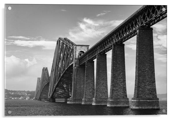 Forth Rail Bridge black and white Acrylic by Steven Lennie