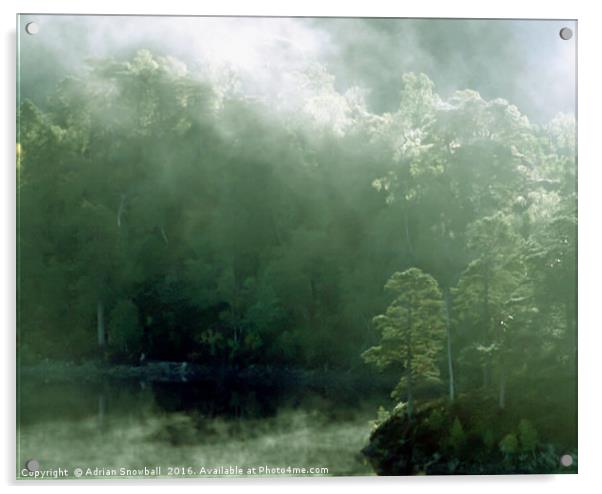 Morning mist on Loch Beinn a' Mheadhoin in Glen Af Acrylic by Adrian Snowball
