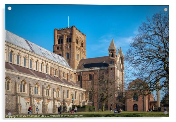 St Alban's Cathedral  Acrylic by Viv Thompson