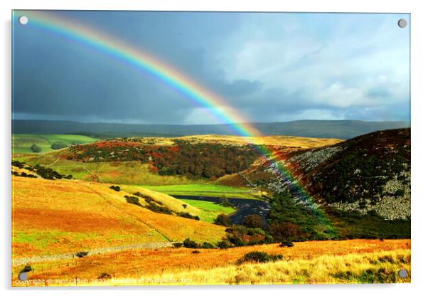 Rainbow over Teesdale. Acrylic by Paul Clifton