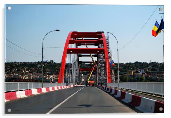 Bridge over the Danube-Black Sea canal  Acrylic by liviu iordache