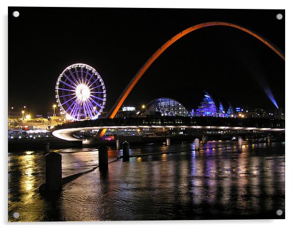 Tyne - Quayside Tall Ships Night  Acrylic by David Turnbull