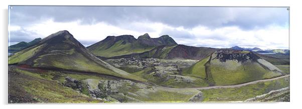 Iceland - Green hills and Volcanic remains - Iceland  Acrylic by David Turnbull