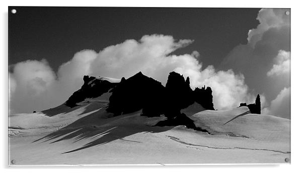 Iceland  - Rock peaks Vatnajokull glacier  Acrylic by David Turnbull