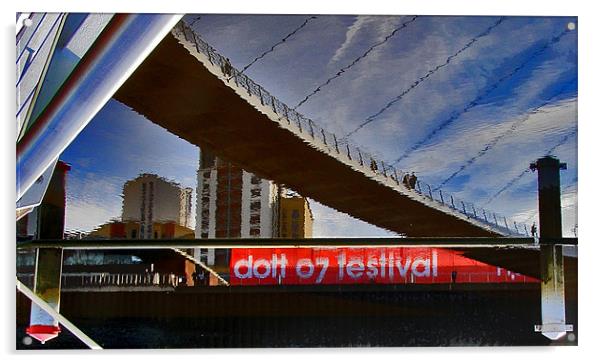 River Tyne - Millennium Bridge reflections  Acrylic by David Turnbull