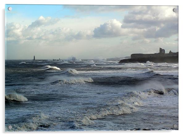 Coast - Tynemouth big sea running  Acrylic by David Turnbull