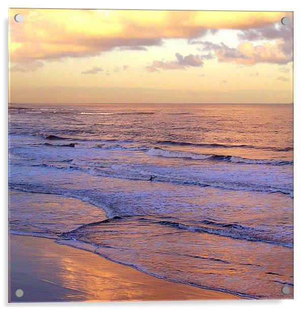 Coast - Longsands lone surfer  Acrylic by David Turnbull