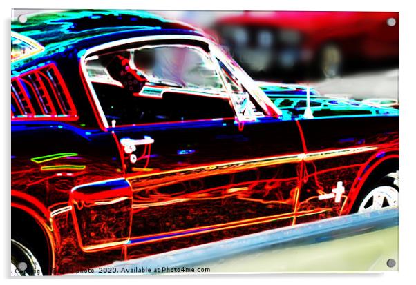 illustration of an old car, drawing of a classic v Acrylic by Q77 photo