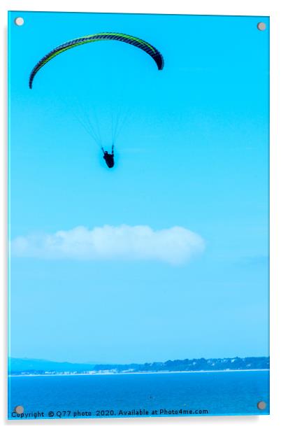 Paraglider flying in the sky, free time spent acti Acrylic by Q77 photo