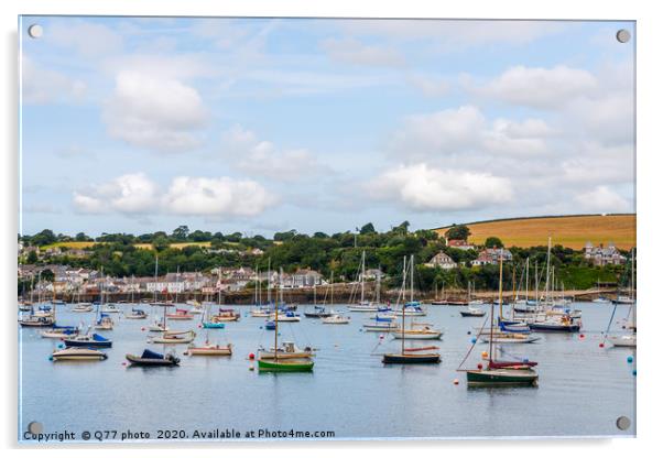Boats and ships moored in a small port, in the bac Acrylic by Q77 photo