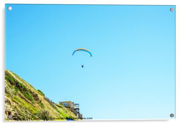 Paraglider flying in the sky, free time spent acti Acrylic by Q77 photo