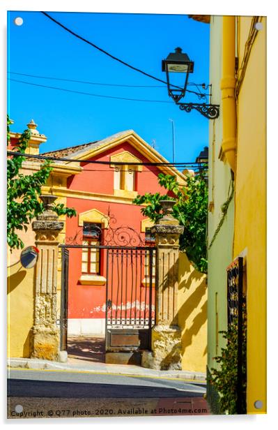 beautiful, picturesque street, narrow road, colorf Acrylic by Q77 photo