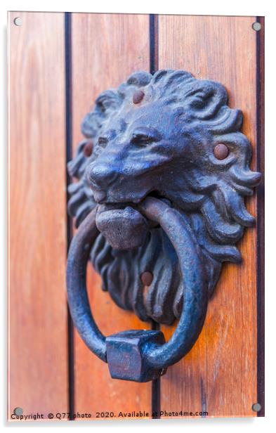 Door with brass knocker in the shape of a lion's h Acrylic by Q77 photo