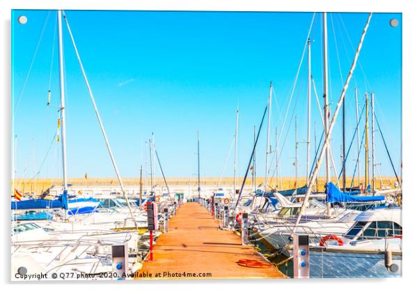 Beautiful luxury yachts and motor boats anchored i Acrylic by Q77 photo