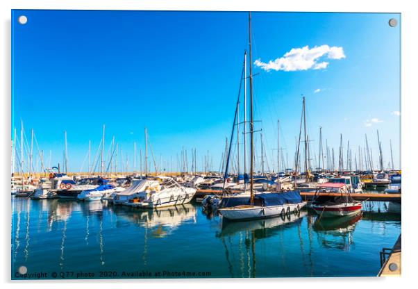 Beautiful luxury yachts and motor boats anchored i Acrylic by Q77 photo