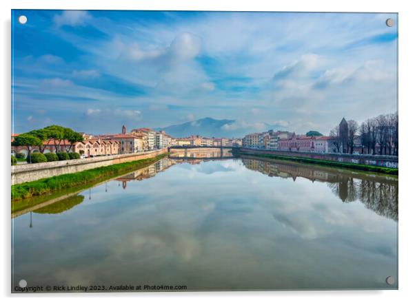 Arno River Pisa Acrylic by Rick Lindley