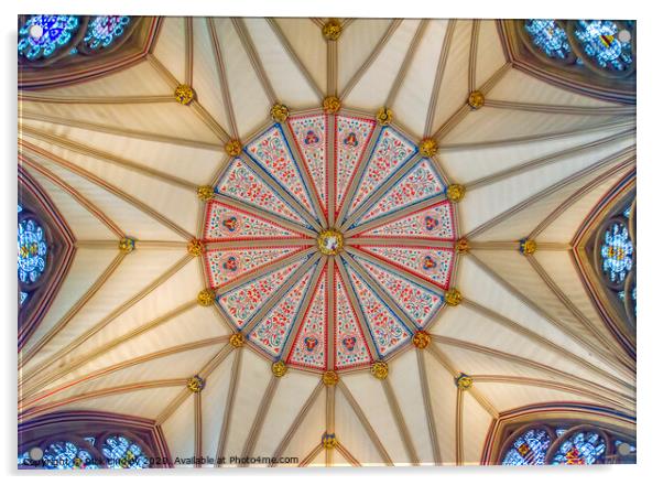 Looking up York Minster Acrylic by Rick Lindley