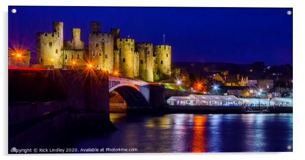 Conwy Castle at Night Acrylic by Rick Lindley