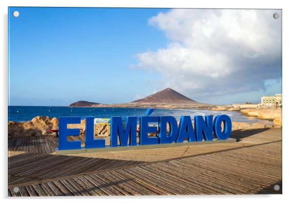 Three-dimensional sign El Medano on long promenade Acrylic by Josef Kubes