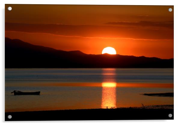 Sunrise over the lake Acrylic by Jordan Jelev