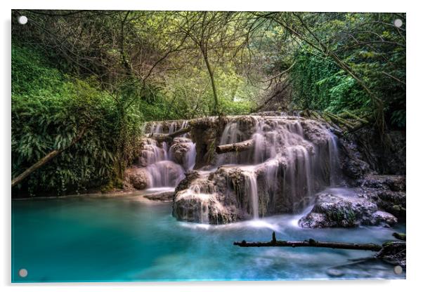 Beautiful forest majestic waterfall Acrylic by Jordan Jelev