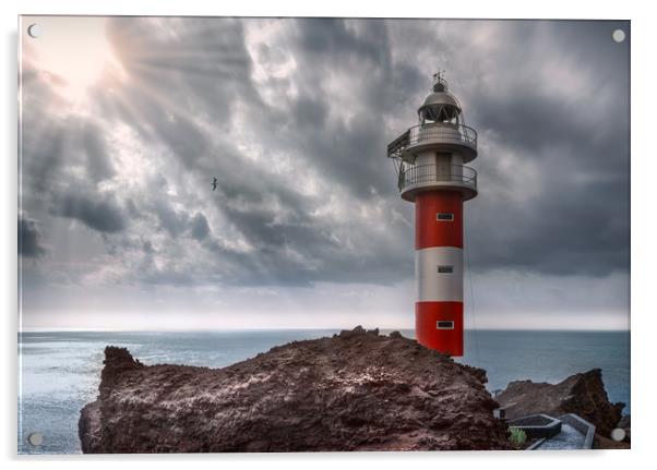 Lighthouse Punta de Teno on the Atlantic Ocean Acrylic by Jordan Jelev