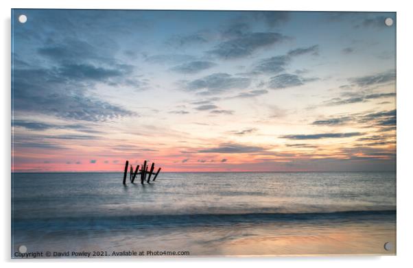 Happisburgh Beach Norfolk at Sunrise Acrylic by David Powley