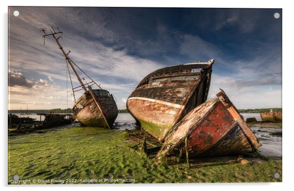 Derelict Boats at Pin Mill Acrylic by David Powley