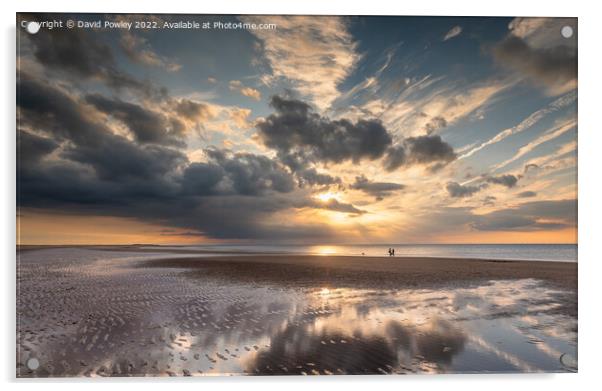 Sunset Reflections on Brancaster Beach Acrylic by David Powley