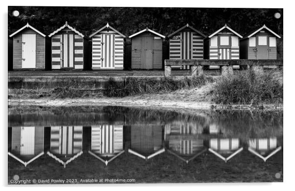 Lowestoft Beach Hut Reflections Acrylic by David Powley