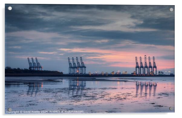 Harwich Docks At Dawn Acrylic by David Powley