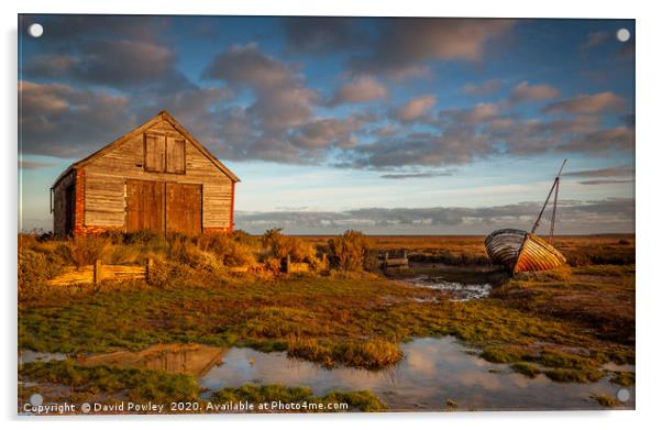 Early light at Thornham Harbour North Norfolk Acrylic by David Powley