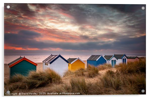 Southwold beach huts at sunrise Suffolk Acrylic by David Powley
