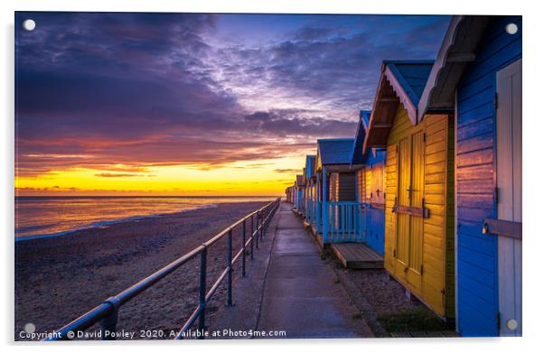 Sunrise over Cromer Beach Huts Acrylic by David Powley