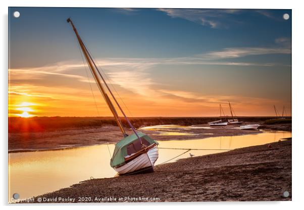 Blakeney Low Tide Sunset Norfolk Acrylic by David Powley