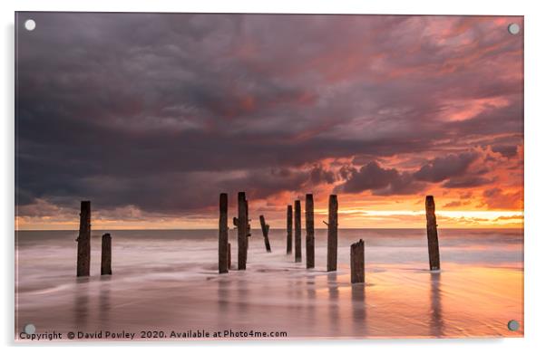 Dawn colours over Happisburgh Beach Acrylic by David Powley