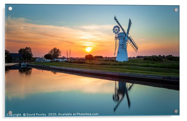 Thurne Mill at Sunset Acrylic by David Powley