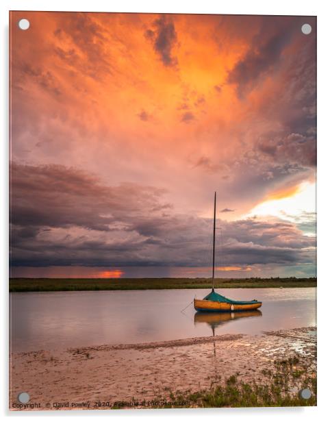 Stormy sunset at Blakeney Harbour Acrylic by David Powley